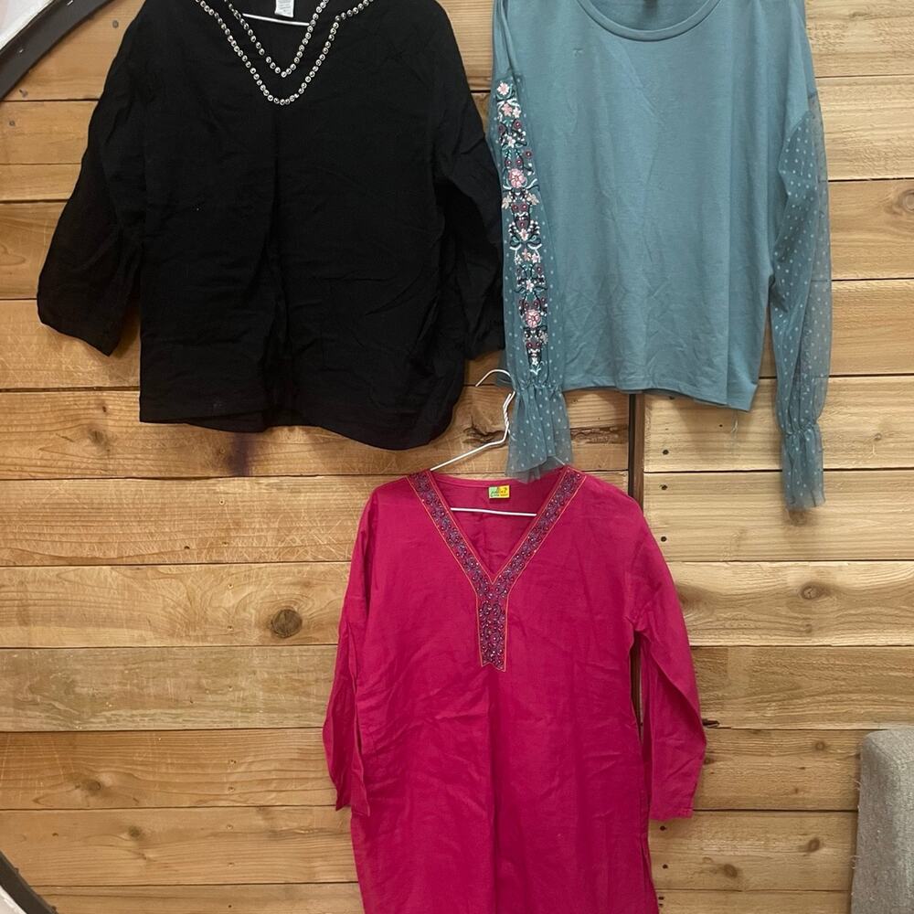 Bundle of three women’s office wear casual long sleeve shirts tunic SZE XL